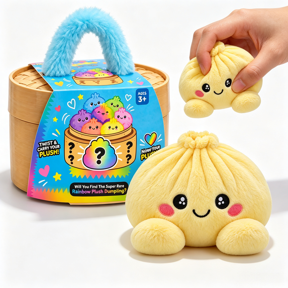 Yellow Dumpling Plush Toy - Soft Squeezable Stuffed Bao Toy with Embroidered Face, Plush Steamed Bun Dumpling Stuffed Animals Stuffed Toys Cute Food Plushie for Office Desk Decor Stress Relief Gift
