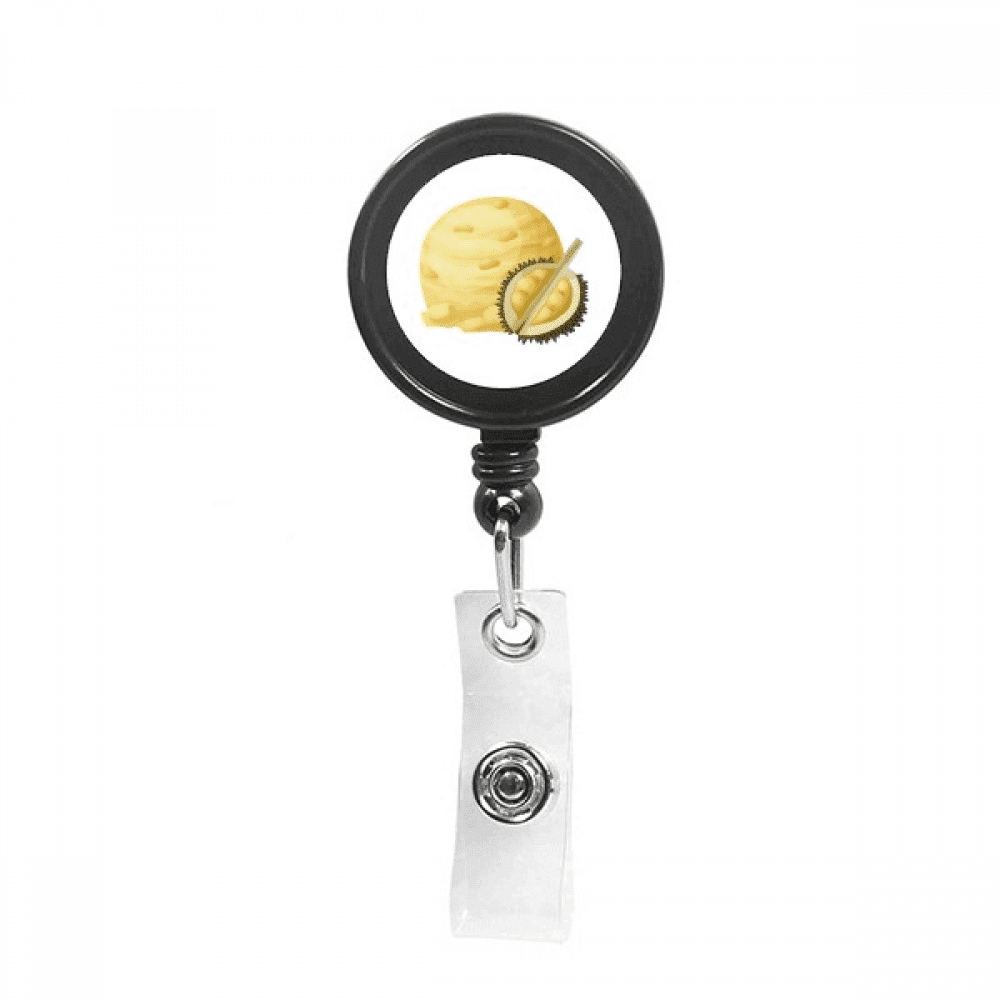 Yellow Durian Ice  Ball Popsicles Retractable Keychain Badge Holder ID Badge
