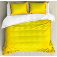 thumbnail image 1 of Yellow Duvet Cover Set, Illustration Art with Ombre Style Circle in Shades of Yellow Dots, Decorative 3 Piece Bedding Set with 2 Pillow Shams, Queen Size, Merigold Yellow, by Ambesonne, 1 of 3