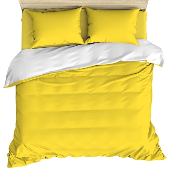 Yellow Duvet Cover Set, Pure Yellow Soft Duvet Cover Twin Size Bedding Set 4 Pieces, 1 Quiltcover and 2 Pillowcases with Zipper, 1 Bed Sheet for All Seasons