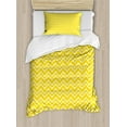 thumbnail image 1 of Yellow Duvet Cover Set, Zig Zag Chevron Pattern in Yellow and White Colors Modern Inspired Art Print, Decorative 2 Piece Bedding Set with 1 Pillow Shams, Twin Size, Yellow and White, by Ambesonne, 1 of 3