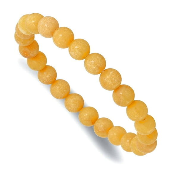 Yellow Dyed Jade 8mm Beaded Stretch Bracelet Stretch Bracelet for Women