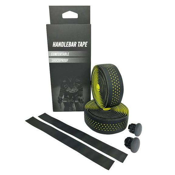 Yellow EVA Road Bike Handlebar Tape, Breathable Cycling Bar Wraps with End Caps