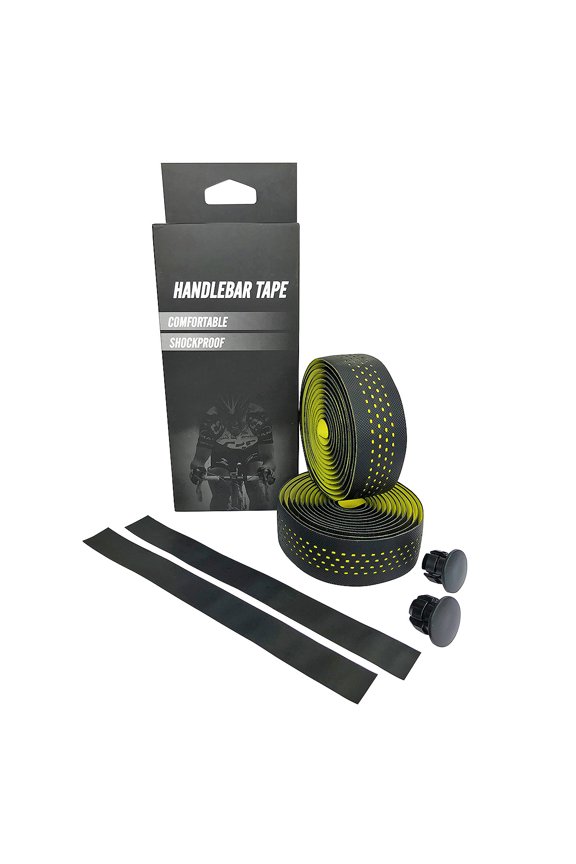 Yellow EVA Road Bike Handlebar Tape, Breathable Cycling Bar Wraps with End Caps
