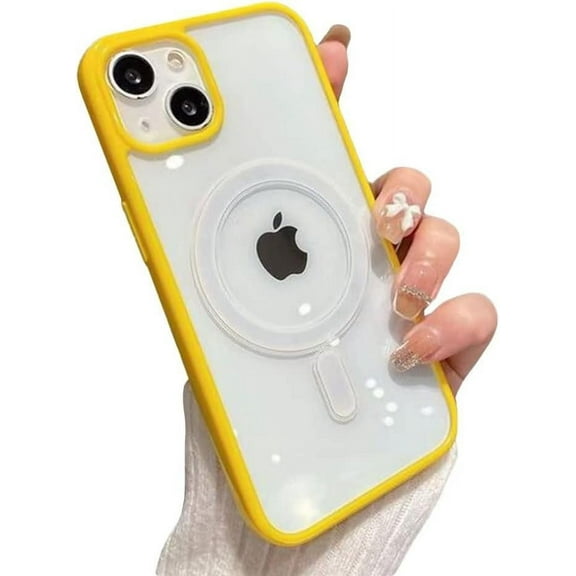 Yellow Edge Phone Case, Support MagSafe Wireless Charging, Shockproof Clear Case for iPhone 12 Pro Max