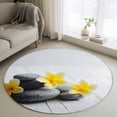 thumbnail image 1 of Yellow Egg Flowers Round Area Rug 3Ft Washable Small Circle Rugs for Kitchen Entryway, Plumeria Floral Stone Country Non-Slip Carpet Floor Mats Indoor Outdoor Carpet Runner Aesthetic Home Decor, 1 of 8