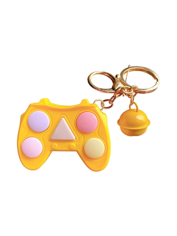 Yellow Electronic Brain Game Keychain Led Handheld Memory Trainer 26 Games 99 Levels Portable Fidget Toy For Kids Adults Travel Activity 1.97X2.36 Inch