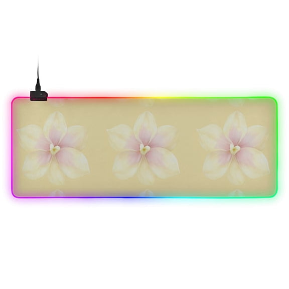 Yellow Elegant Flowers RGB Gaming Mouse Pad Large Keyboard Mat Rubber Base 13 Light Modes