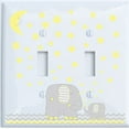 thumbnail image 1 of Yellow Elephant Light Switch Plate and Outlet Covers with Yellow Moon and Stars / Elephant Nursery Wall Decor with Grey and Yellow Chevrons Plates., 1 of 1