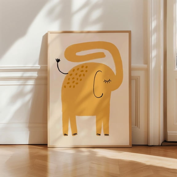 Yellow Elephant Nursery Minimalist Safari Animal Poster Unframed Paper Print