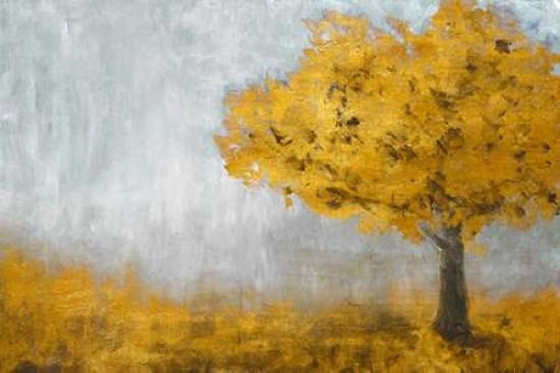 Yellow Eternal Tree Canvas Art - Walt Johnson (12 x 18)