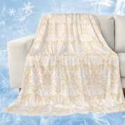 Yellow Ethnic Boho Cooling Blanket,Lightweight Breathable Summer Throw Blanket with Double Sided Cold Effect,Vintage Mexican Flowers Southwestern Picnic Blankets Bed Sheet for Hot Sleepers 30x40