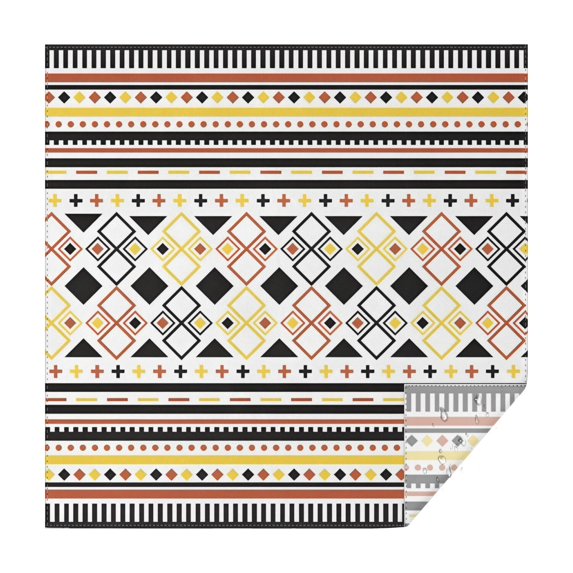 Yellow Ethnic Geometric Pattern Square Tablecloth,Waterproof Square Table Cover,Wipeable Spillproof Washable Table Cover for Home Kitchen Party Decor 52"x52"(132x132cm)