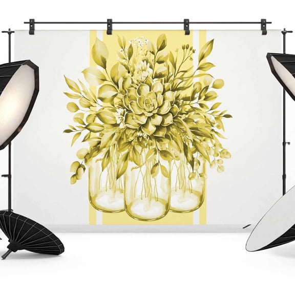 Yellow Eucalyptus Leaves Flower Photography Backdrop 7x5FT, Floral Bottle Stripes Photo Backdrops, Background for Photography Studio Photo Studio Background, Back Drop for Photoshoot