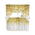thumbnail image 1 of Yellow Eucalyptus Leaves Kitchen Curtain and Valance Set 3 Pieces,Rod Pocket Short Tier Curtains 24 Inch Length,Spring Floral Summer Botanical Swag Topper Small Window Treatment for Cafe Bathroom, 1 of 6