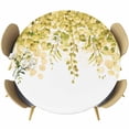 thumbnail image 1 of Yellow Eucalyptus Leaves Round Tablecloth 36-44 Inch Round Fitted Table Cloth with Elastic Edge, Spring Floral Summer Botanical Waterproof Table Cover Protector for Outdoor Picnic Party Dining, 1 of 6