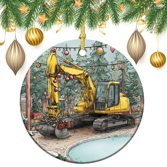 Yellow Excavator Design Ornament Construction Excavator Christmas Bauble Personalized Christmas Ornaments Housewarming Gift