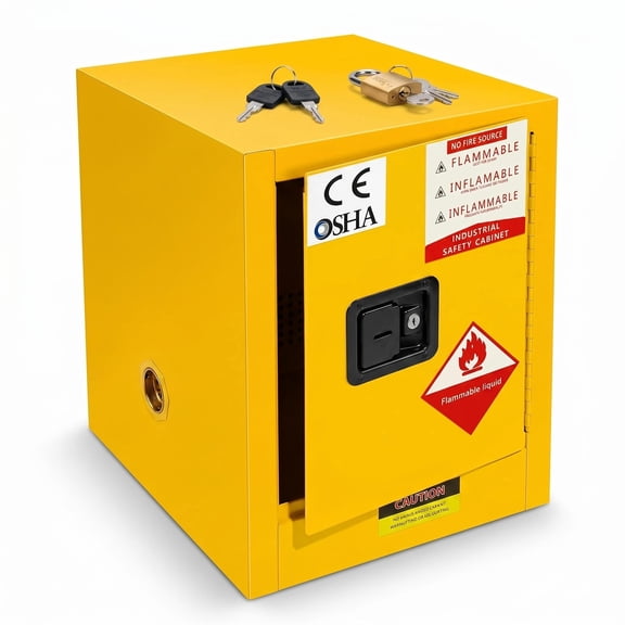 Yellow Explosion Proof Fire Cabinet with 1 Adjustable Shelf, Flammable Storage Cabinet with Three-Point Lock, Industrial Flammable Cabinet, Safety Cabinet for Industrial Use