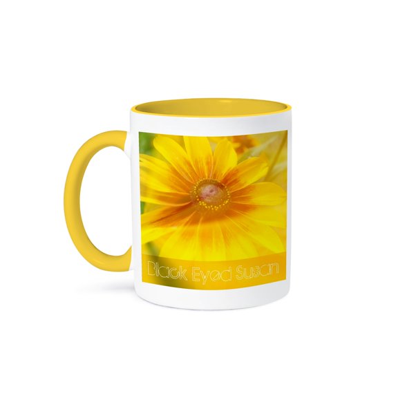 3drose, Yellow Expression- Black Eyed Susan- Flowers, 15oz Two-tone Yellow Mug