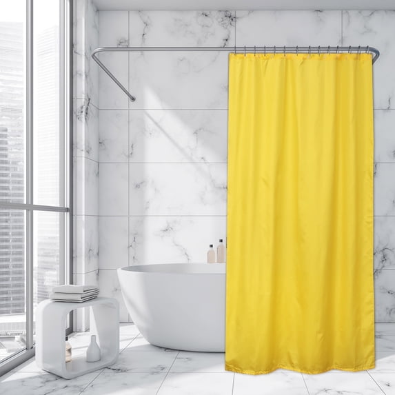 Yellow Extra Long Shower Curtain Polyester 12 Rings 79"L x 71"W