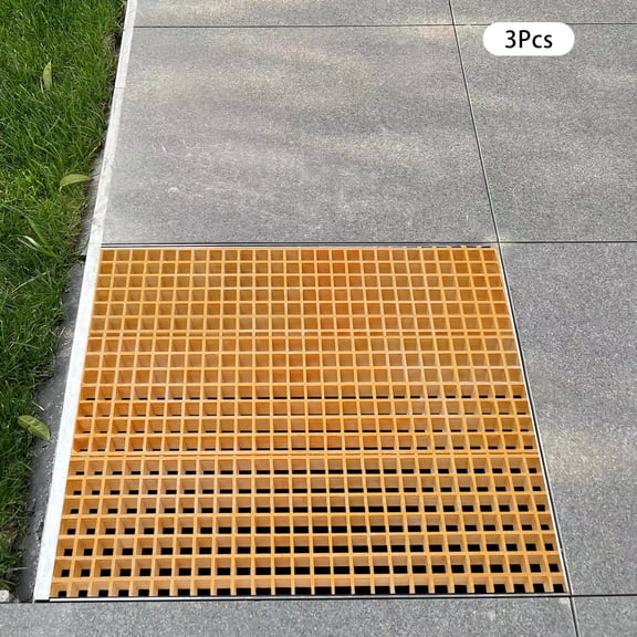 Yellow FRP 80x24x3.8cm Grid Cover Plate 3-Piece Set of Non-Slip Drain Grid Plate