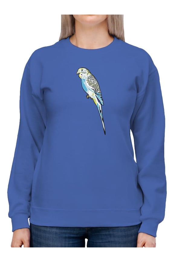 Yellow Face Blue Wavy Parrot    Sweatshirt Women -SPIdeals Designs, Female Small