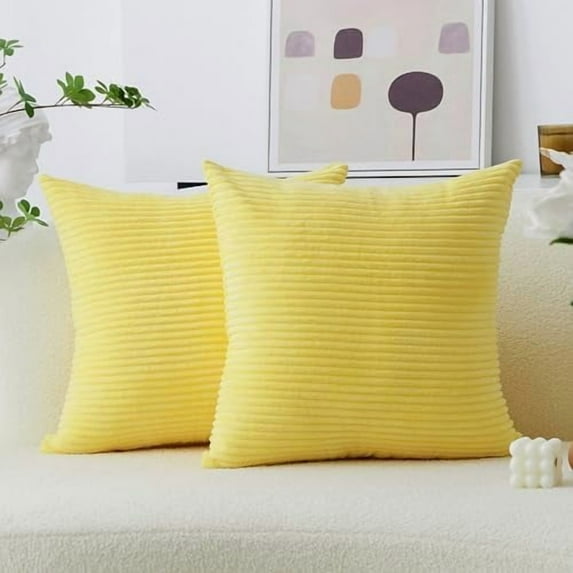 Yellow Fall Pillow Covers Super Soft Velvet Couch Throw Pillows 2 Packs Winter Decorative Pillow Cases for Men Elder, 50x50 cm, 20 x 20 Inch, Sundress