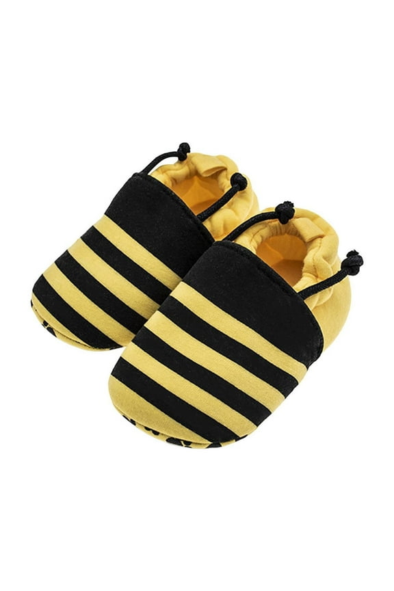 Yellow Fall Winter Baby Walking Shoes With Bee Print, Non-Slip Design And Soft Material, Learning To Walk, Durable For Playtime
