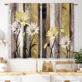 thumbnail image 1 of Yellow Farmhouse Daisy Kitchen Curtains Wooden Flower Small Short Cafe Window Curtains Rustic Floral Butterfly Country Barn Bathroom Drapes Treatment Tier Curtains 2 Panels (27.5x36 Inch), 1 of 6