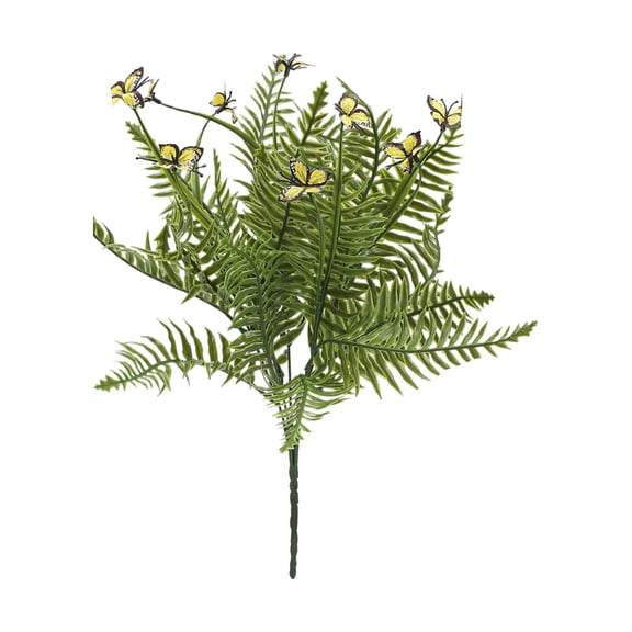Yellow Faux Green Plants Bundle Set Of 5 Persian Leaves With Butterflies Artificial Greenery For Vase Floral Arrangement Home Decor 16.54Inch