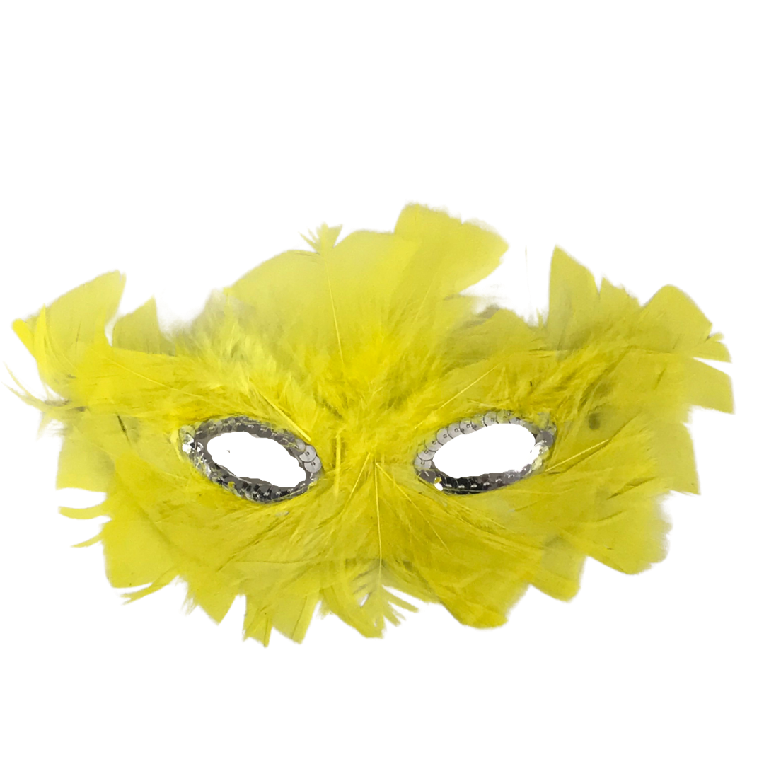 Yellow Feathers with Silver Sequins Around The Eyes (Each)
