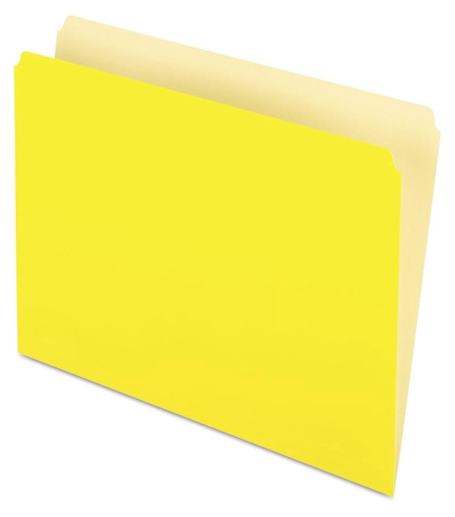 Yellow File Folders Letter Size 100 Pack - Two Tone Color Folders, Straight Cut, 1/3 Cut Tabs, Office Filing Organization Supplies