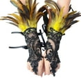 thumbnail image 1 of Yellow Fingerless Gloves, Welding Gloves, Feather Decorative Gloves Carnival Party Costume Accessories Masquerade Show, 1 of 3