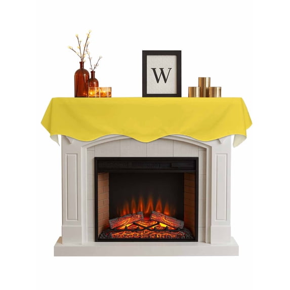 Yellow Fireplace Mantel Scarf, Pure Yellow Mantel Cover Table Runner, Fireplace Top Dresser Scarves for Party Holiday Living Room Home Decoration 70x17 Inch