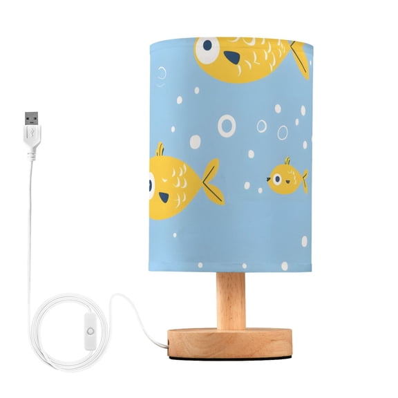 Yellow Fishes Small Bubbles Table Lamp with USB Port LED Warm Light Lamp Night Light Home Decor