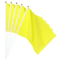 Yellow Flag Stick, Hand Held Small Mini DIY Flag 11.8x7.8 Inch Rectangle 12 Pcs