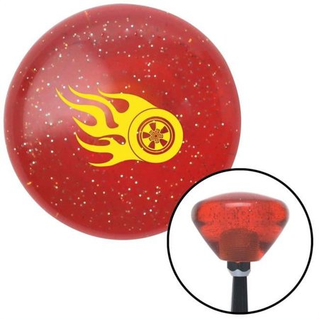 Yellow Flaming Wheel Orange Retro Metal Flake Shift Knob with M16 x 1.5 Insert Auto