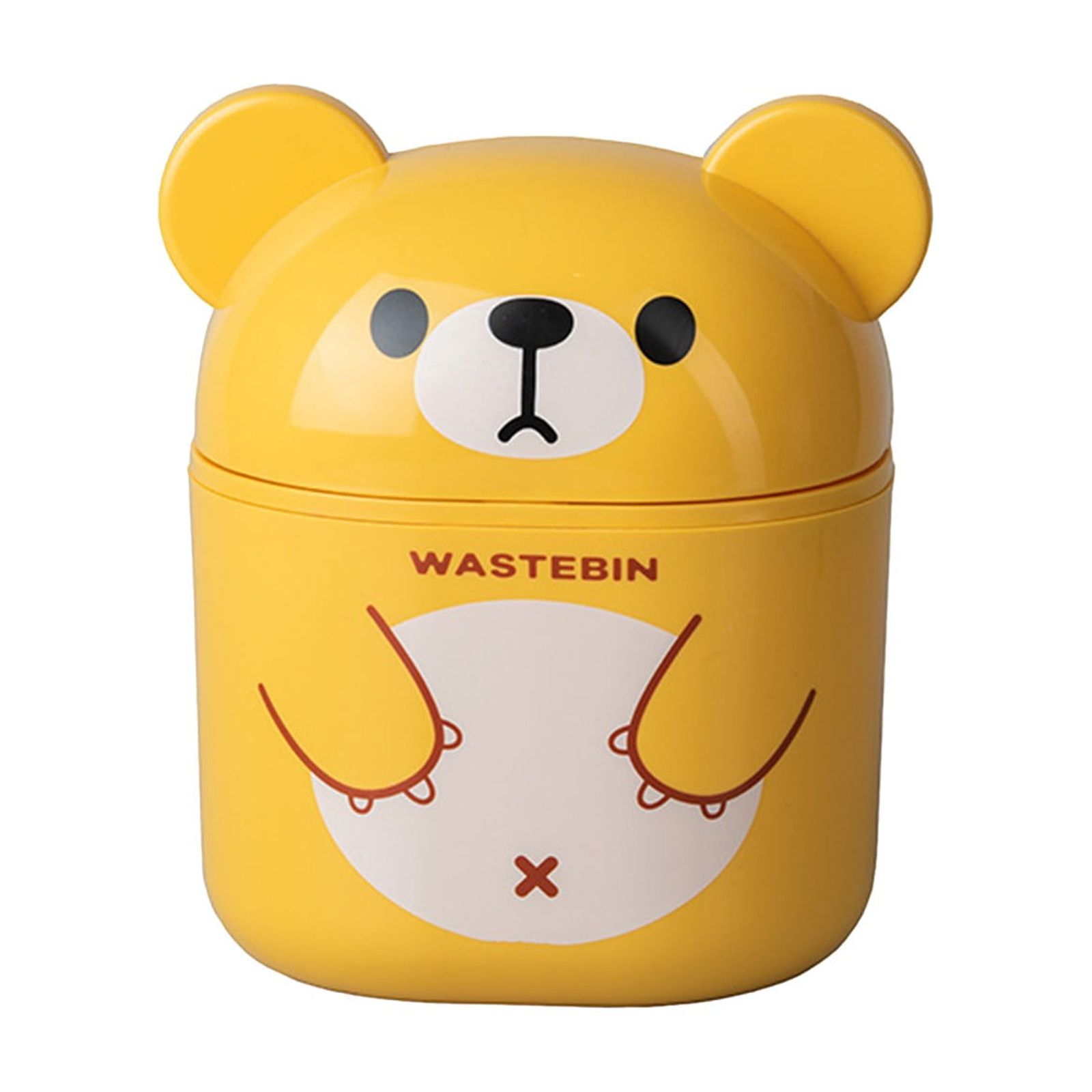 Compact Size Invention Yellow With Flip Cover Desktop Trash Bin Home Invention Mini Size ...