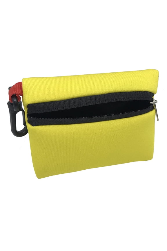 Yellow Floating Neoprene Wallet with Zipper & Hook