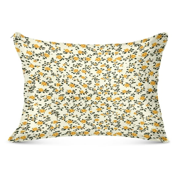 Yellow Floral 20x26" Standard Plush Pillow Case, Zippered Hypoallergenic Bed Pillowcase