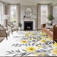thumbnail image 1 of Yellow Floral Area Rugs 5'x7', Washable Small Throw Rugs for Laundry Room Playroom, Farmhouse Spring Flowers Leaves Indoor Outdoor Rug Non-Slip Low Pile Carpet Runner Reversible Floor Mats, 1 of 8