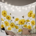 thumbnail image 1 of Yellow Floral Bee Tapestry for Bedroom Wall Hanging Tapestry, Summer Watercolor Botanical Flower Ceiling Backdrop Tapestries Poster Blanket Wall Decor for Teens Room Living Room Dorm 59" x 90", 1 of 8