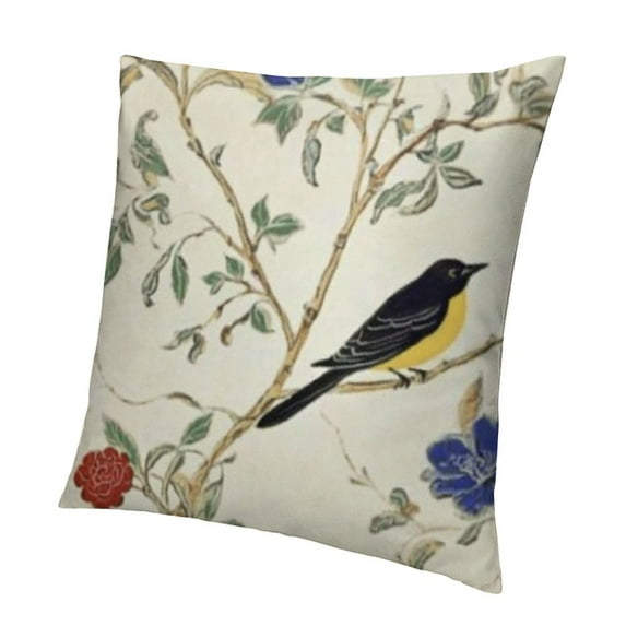 Yellow Floral Butterfly Bird Peony Chinoiserie Vintage Outdoor Summer Decorations Decorative Throw Pillows