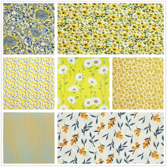 Yellow Floral Fabric Charm Pack 5x5 42 Piece Pre-Cut Cotton Quilting Kit