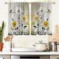 thumbnail image 1 of Yellow Floral Flower Window Curtains for Kitchen Abstract White Daisy Botanical Plant Small Short Home Living Room Bedroom Bathroom Drapes Treatment Tiers Fabric 1 Pair, 27.5" W x 39" L, Retro, 1 of 4