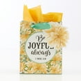 thumbnail image 1 of Yellow Floral Gift Bag w/Tissue Paper Be Joyful Always 1 Thes. 5:16, Extra Small, 1 of 4