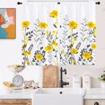 thumbnail image 1 of Yellow Floral Kitchen Curtains Mini 27.5'''' W x 39'''' L Boho Flowers Spring Gray Grey Leaves White Pattern Design Short Small Cafe Room Window Drapes Treatment Tiers Fabric 1 Pair, 1 of 5