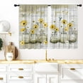 thumbnail image 1 of Yellow Floral Kitchen Window Curtains 27.5 x 39 Inch Small Short Mini Cafe Rod Pocket Farmhouse Rustic Country Daisy Living Bedroom Room Home Treatment Set of 2 Curtain Panels Drapes Tiers, 1 of 6