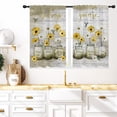 thumbnail image 1 of Yellow Floral Kitchen Window Curtains 27.5 x 39 Inch Small Short Mini Cafe Rod Pocket Farmhouse Rustic Country Daisy Living Bedroom Room Home Treatment Set of 2 Curtain Panels Drapes Tiers, 1 of 6
