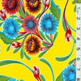 Yellow Floral Oilcloth, Fabric By the Yard